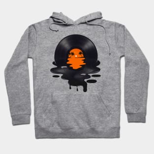 Vinyl LP Music Record Beach Sunset Orange Hoodie